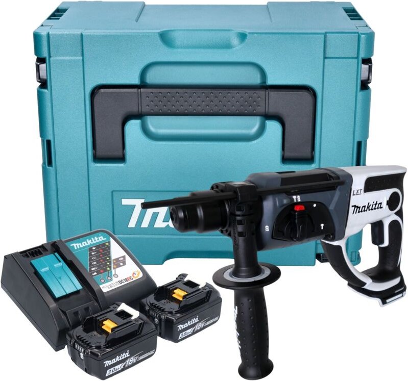 Makita - dhr 202 rfjw Akku Bohrhammer 18 v 20 mm 2,0 j weiß + 2x Akku 3,0 Ah + Ladegerät + Makpac