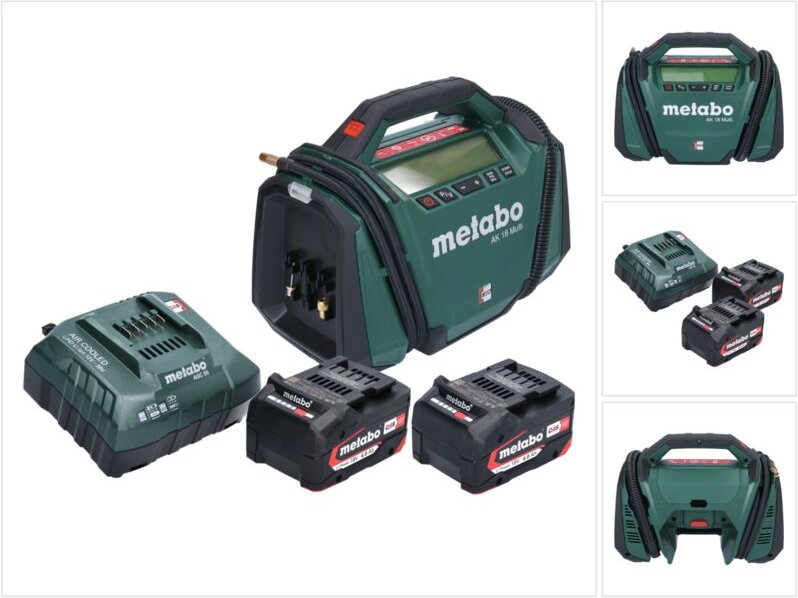Metabo - ak 18 Multi Akku Kompressor 18 v 11 bar + 2x Akku 4,0 Ah + Ladegerät