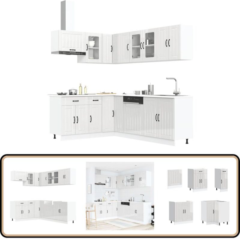 11-tlg. Küchenschrank-Set Lucca Hochglanz-Weiß Holzwerkstoff - Vidaxl