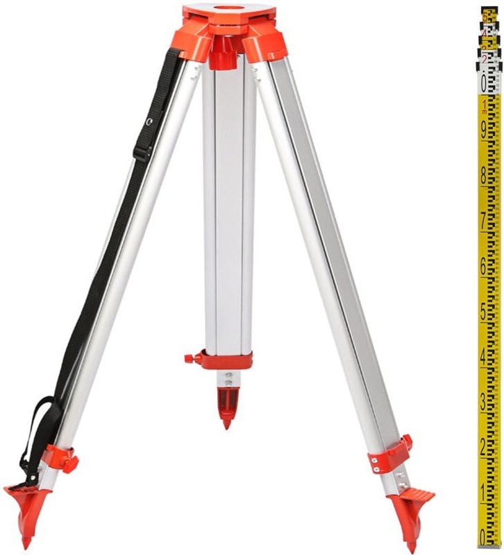 Thumbnail - 1,65 m Aluminiumstativ + 5 m 5-teiliger Dumpy-Laser-Nivellierstab für Rotationslaser - Mophorn