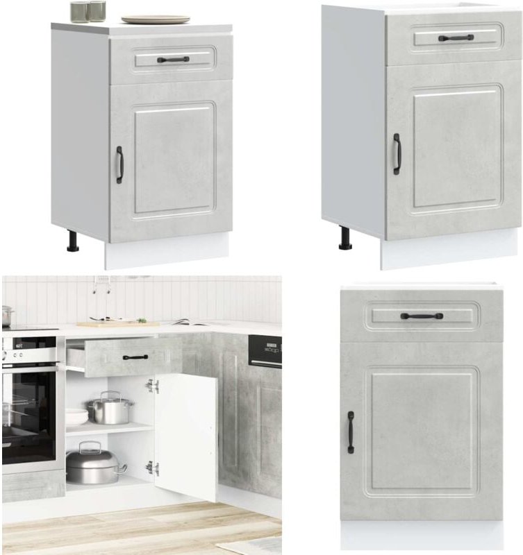 Küchenunterschrank Kalmar Betongrau Holzwerkstoff - Vidaxl