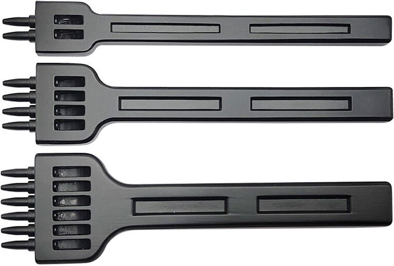 Locher-Werkzeugsatz, 3-teilig, Lederstanzer, DIY-Lederloch, DIY-Handwerk, Metall, 2/4/6 Zinken, für Gürtel, Leder (4 mm)