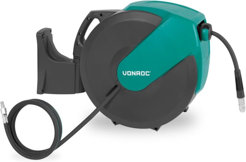 Vonroc - pro Automatischer Druckluft-Schlauchtrommel – Inkl. 30m Druckluftschlauch, 1m Zuleitungsschlauch und Wandhalter...