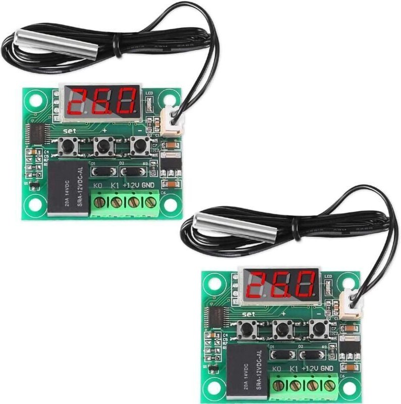 Thumbnail - 2 Stück 12-V-Temperaturreglermodul, digitales Display-Thermostatmodul mit wasserdichter NTC-Sonde -50 110 ℃, elektronisc...