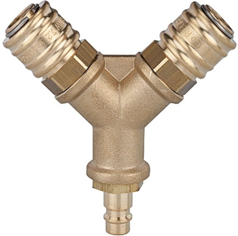 Verteiler, 2 Schnellverschlusskuppl. NW7,2, Nippel NW7,2-7,8 G3/8 - Riegler