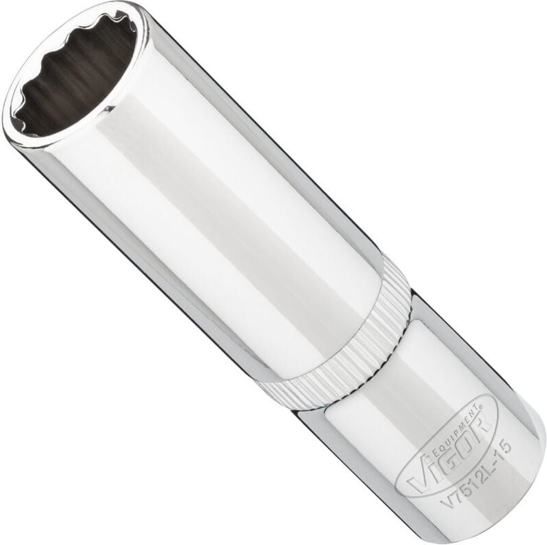 VIGOR Steckschlüsseleinsatz, lang, 1/2 (12,5 mm) Vierkant hohl, Außen Doppelsechskant Profil, SW 15 mm