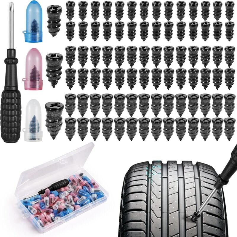 Thumbnail - 85-teiliges Autoreifen-Reparaturset, Auto-Pannenreparaturset, Autoreifen-Spikes, für Auto, Motorrad, LKW, Traktor