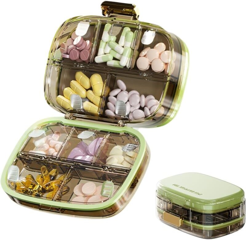 Thumbnail - Pillendose für Unterwegs,Tragbare Pillendose,7-Tage Tablettenbox,Kompakte Pillen Organizer für Reise und Täglichen Gebra...