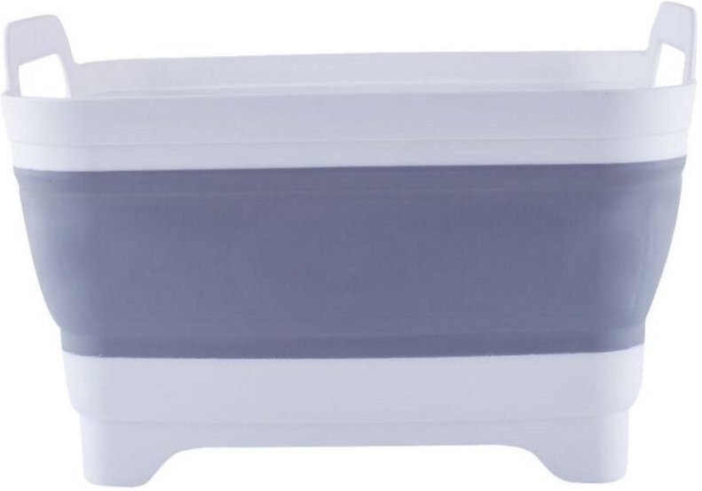 Faltbares Spülbecken, weiß und grau, Maße aufgeklappt 31,5 x 30,5 x 20 cm, 1 Stück mit Ablassschraube, Vorratsbehälter f...