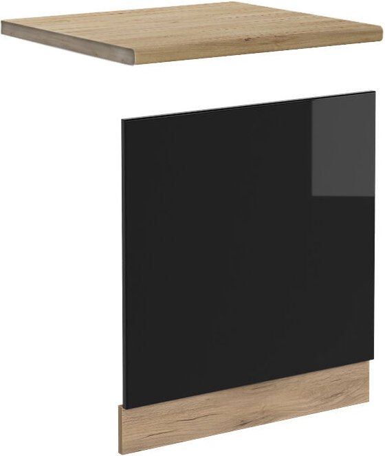 Thumbnail - Vicco - Frontblende R-Line, Schwarz Hochglanz, 60 cm , ap Eiche