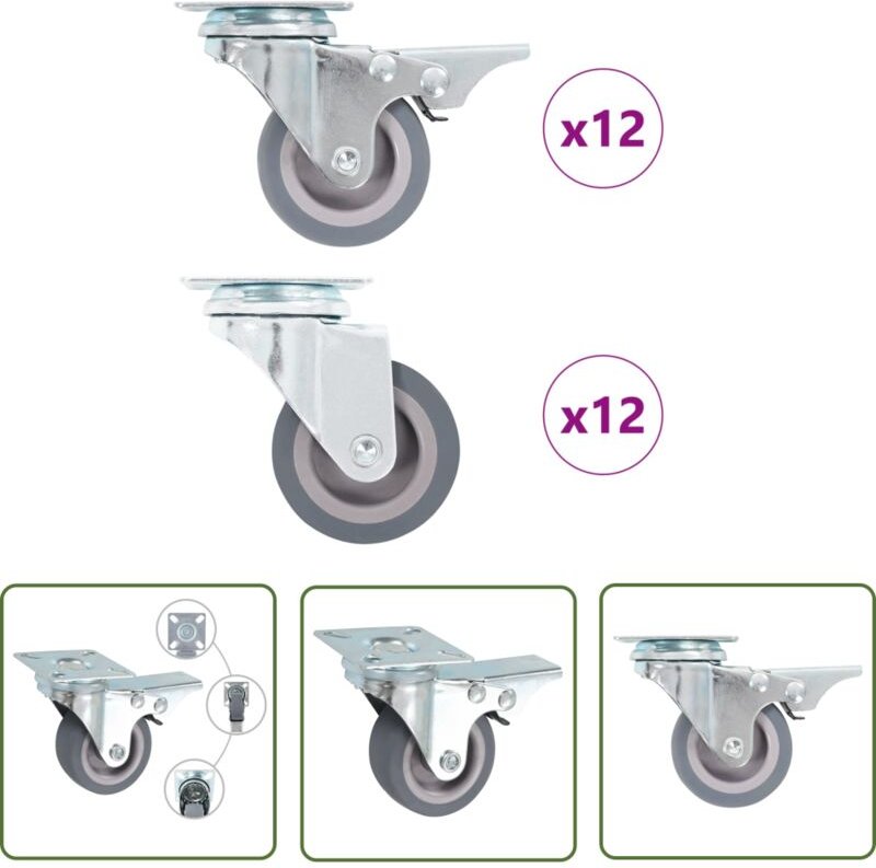 The Living Store - vidaXL 24 Stk. Lenkrollen 50 mm