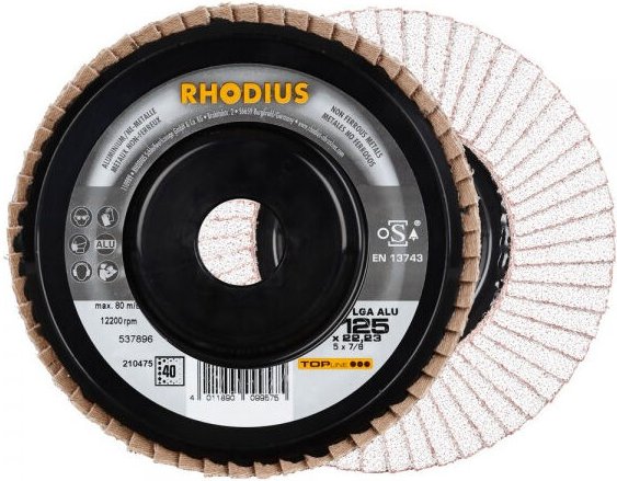 Rhodius - lga alu, 10 Stück, 125 mm, Korn 40, Fächerschleifscheibe