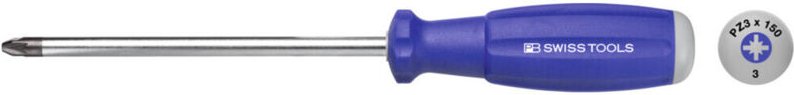 Pb Swiss Tools - Pozidriv-Schraubendreher, mit 2K-SwissGrip-Heft, Kreuzschlitzgröße 3