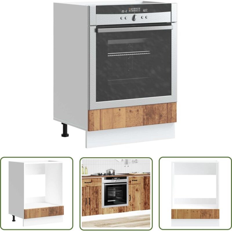 The Living Store - vidaXL Herdumbauschrank Lucca Altholz-Optik Holzwerkstoff