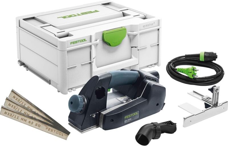 Festool Einhandhobel EHL 65 EQ-Plus 720W - Kompakter Elektrohobel mit Spiralmesser, Softgrip, Spantiefeneinstellung und ...
