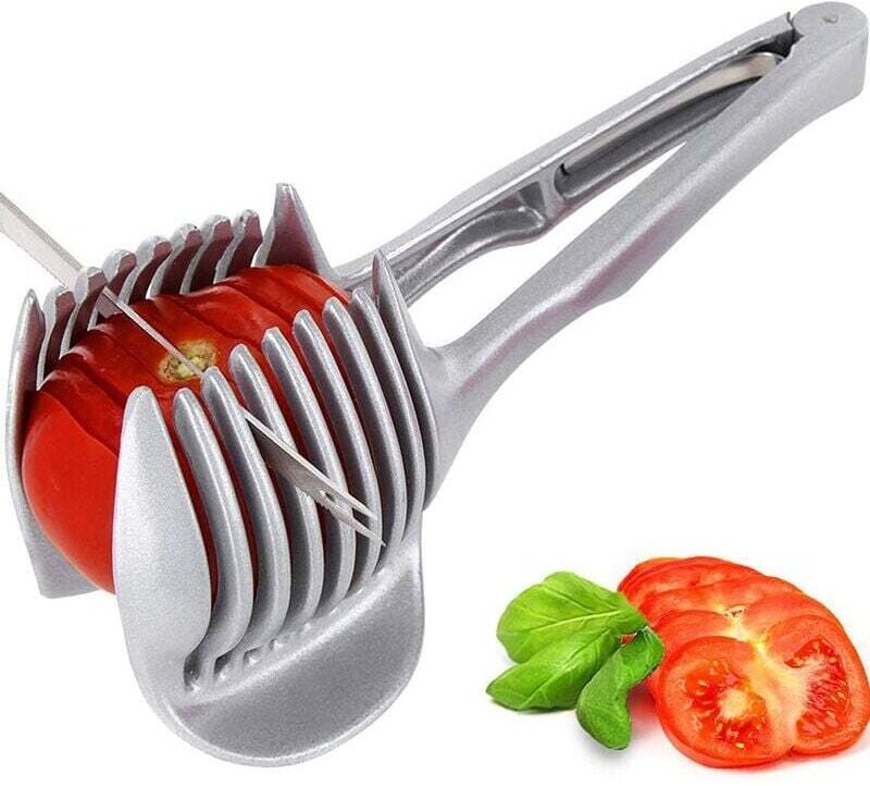 Multifunktionaler Tomatenschneider, runde Obstklemme mit Griff, Küchenwerkzeug zum Schneiden von Tomaten (Schneidemaschi...