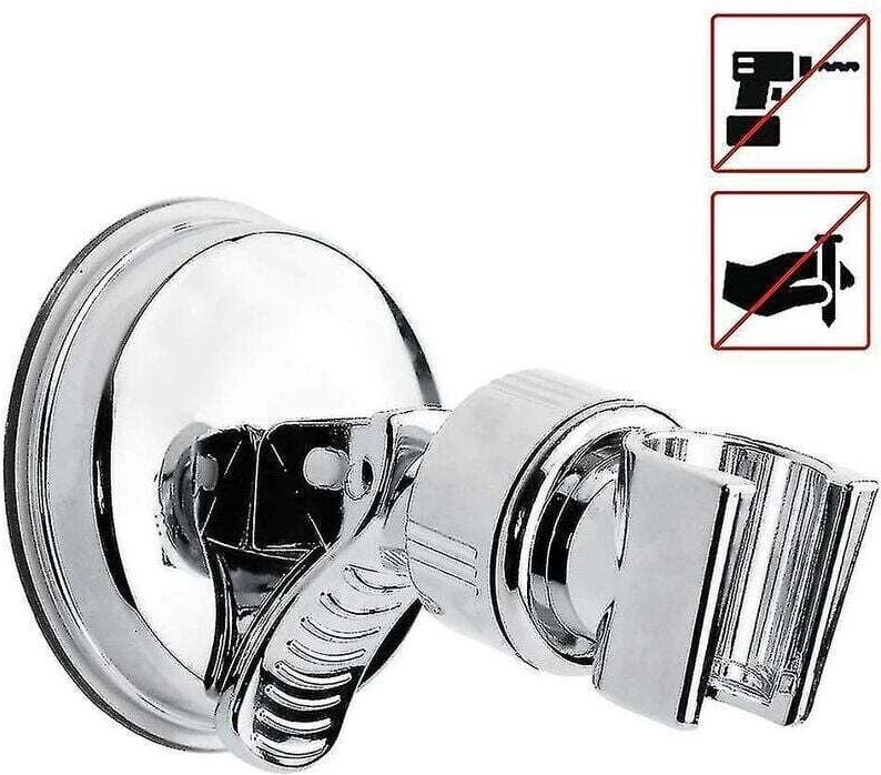 XVX - Leistungsstarker Saugnapf, Duschhalterung, Badezimmer-Duschkopf, feste Wandhalterung (Silber)