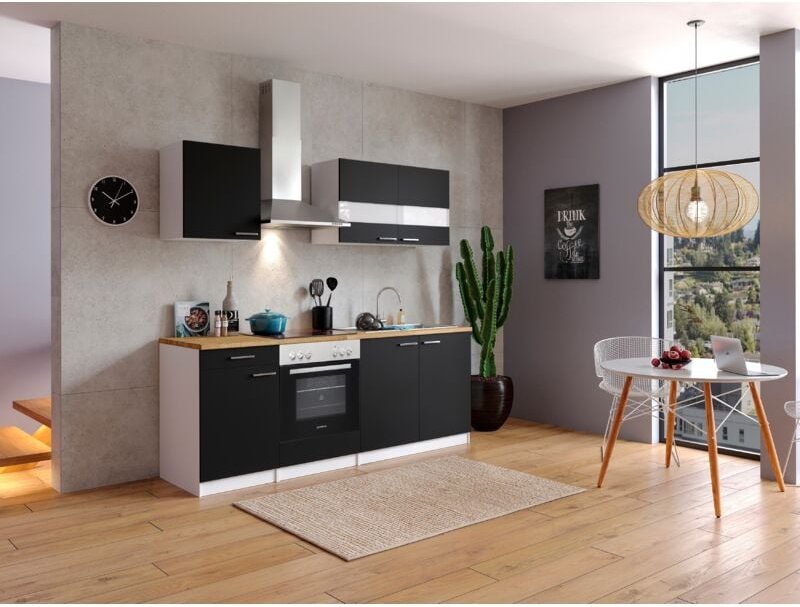 Küche Küchenzeile Küchenblock Einbauküche Weiß Malia 210 cm Respekta