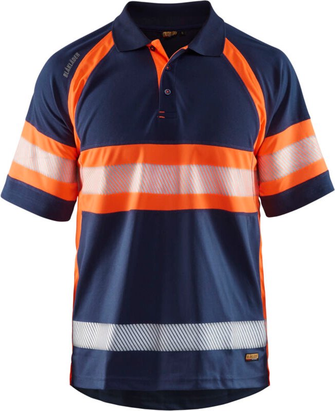 Hochsichtbares UV-Schutz-Arbeitspolo 3338 - Marine/Neonorange M