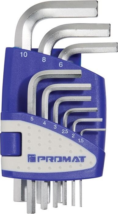 PROMAT Sechskantwinkelschraubendrehersatz 9-teilig Kunststoffhalter SW 1,5 -