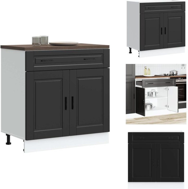 Küchenunterschrank Porto Schwarz Holzwerkstoff - Küchenunterschrank - Küchenunterschränke - Spülenunterschrank - Untersc...
