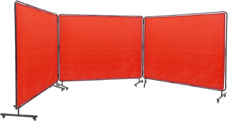 Thumbnail - Mophorn Schweißschutzwand mit Rahmen, 6 x 8 Fuß, flammhemmender Vinyl-Schutzschirm mit 3 Paneelen auf 12 Lenkrollen (6 f...