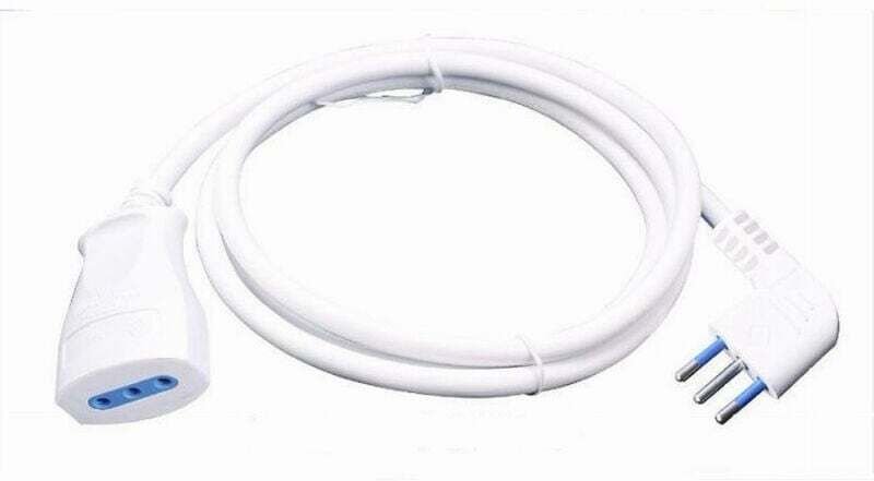 Ymyny - 5 m weißes lineares Verlängerungskabel mit 10 a 2p+t-Stecker + 10 a 2p+t-Buchse 90°-Kabel 83271 -