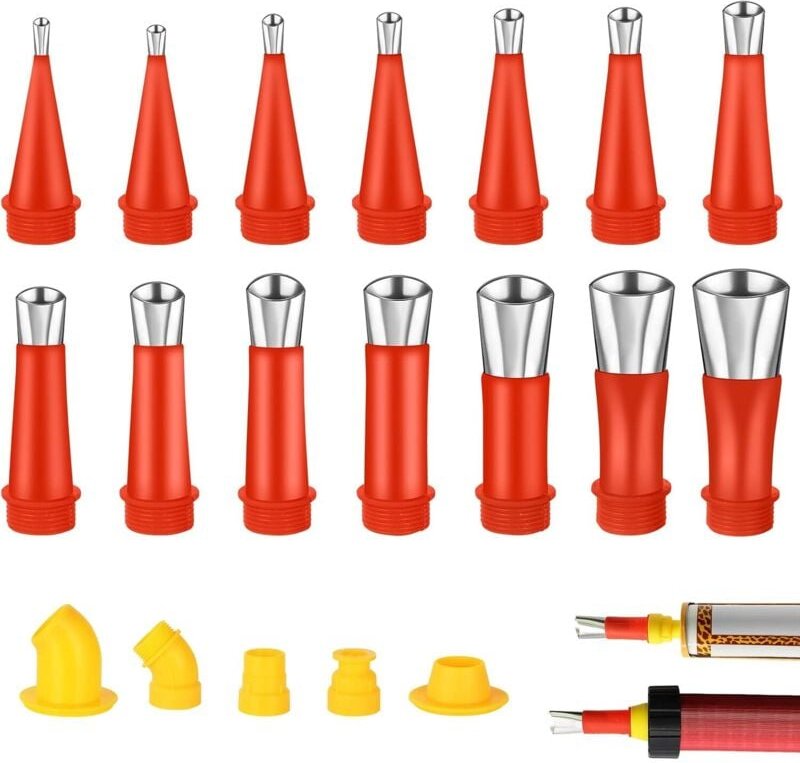 Applikator für Kartuschendüsen aus Edelstahl, 19-teiliges universelles integriertes Gummidüsenwerkzeug, Kartuschenpistol...