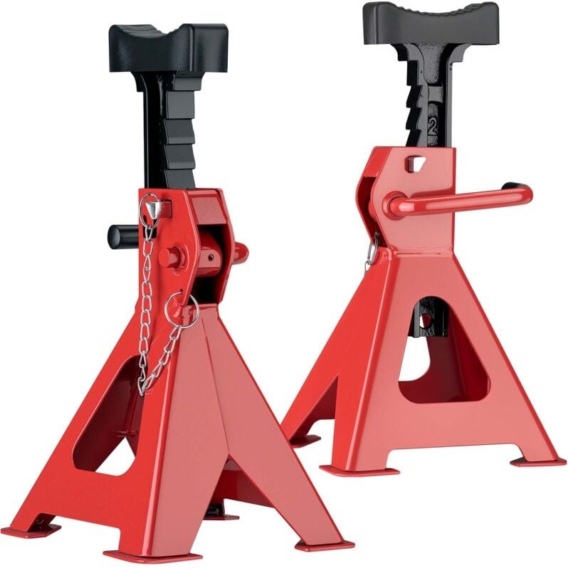 Wiltec 2 x Unterstellbock höhenverstellbar je 2 t Tragkraft, Stützböcke Hubhöhe 28-43 cm, Autobock mit Gummischutz, KFZ ...