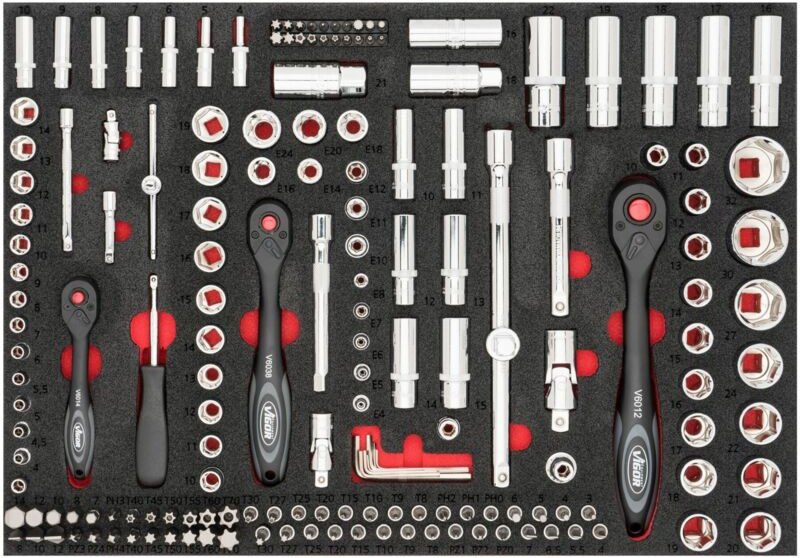 Steckschlüssel-Werkzeug Satz, 0,8 x 4 - 1,2 x 7, 1,3 - 32, E4 - E22, PH0 - PH2, PZ0 - PZ2, T9 - T30, Anzahl Werkzeuge: 1...