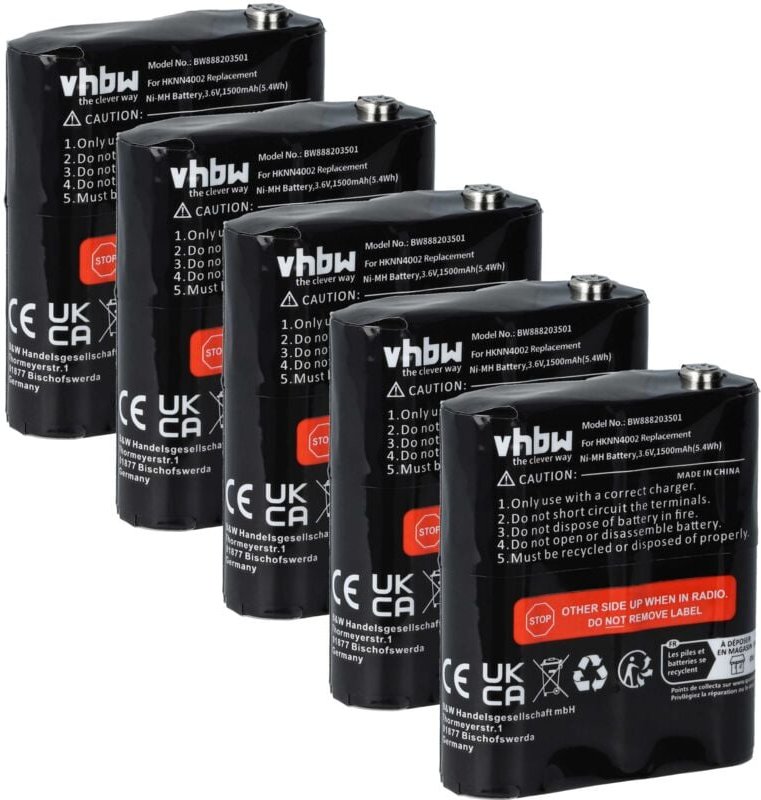 5x Akku kompatibel mit Motorola T4900, T5025, T5000, T5022, T5320, T5300, T4800, T5100, T5200 Funkgerät, Walkie Talkie (...
