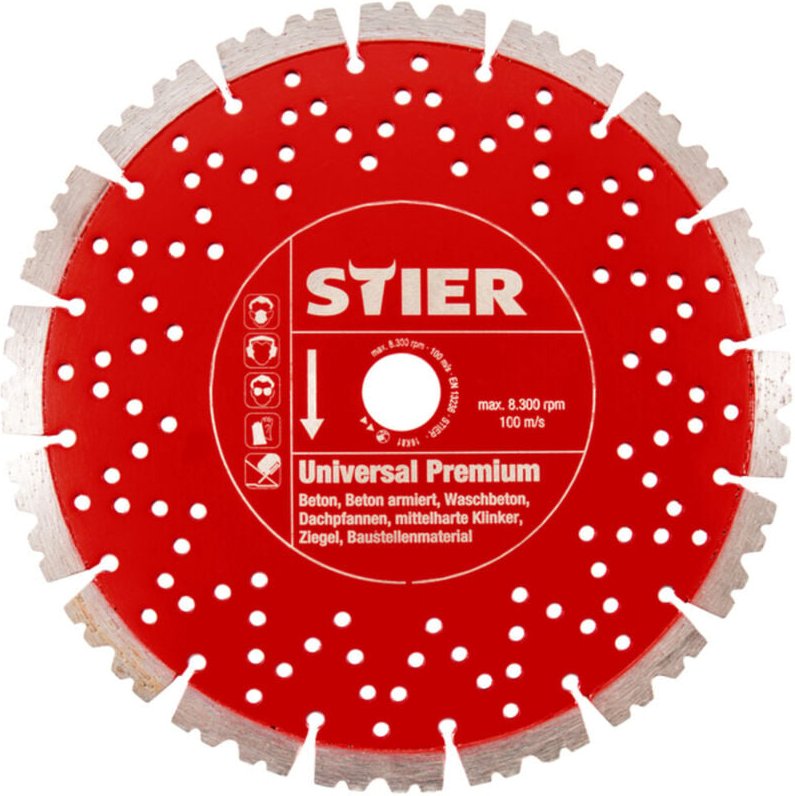 Vielseitige Diamanttrennscheibe Universal Premium, Durchmesser 125 mm, Bohrung 22,23 mm, spezielle Verzahnung für präzis...