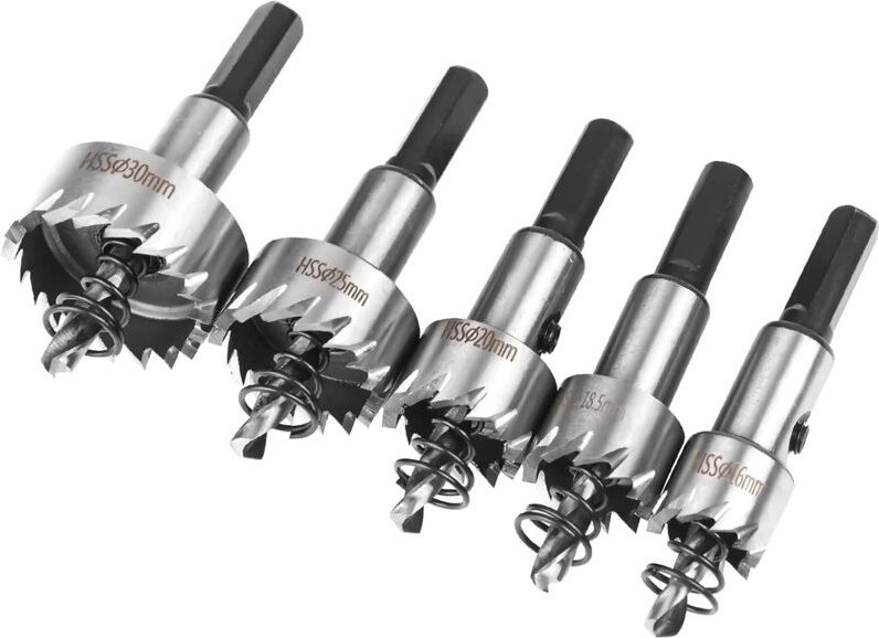 Lochsägen-Set, 5-teilig, HSS-Kobalt-Lochsäge Ø16/18,5/20/25/30 mm, Hochgeschwindigkeitsstahl-Lochsägenlegierung, Stahl, ...