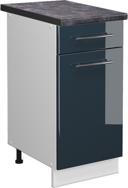 Thumbnail - Vicco - Küchenschränke Fame-Line, Dunkelblau Hochglanz, 40 cm , ap Anthrazit