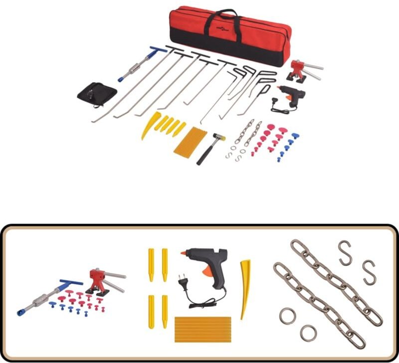 50-tlg. Ausbeulwerkzeug-Set Edelstahl - Dellen Reparatur - Autolackschutz - Ausbeuler - Blech Reparatur - Kratzerentfern...