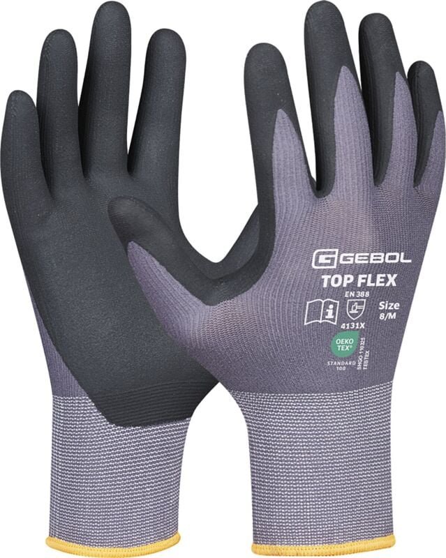 Arbeitshandschuhe Gr 8 - Montagehandschuhe Nitril mit hohem Tragekomfort und Atmungsaktivität - 1 Paar - Gebol