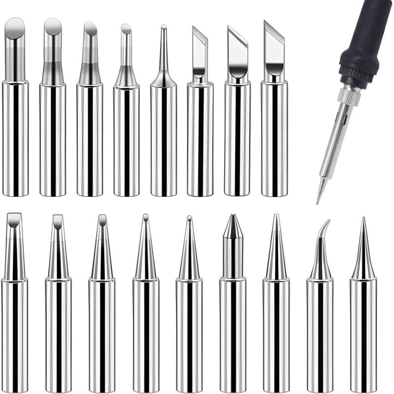 Jalleria - 17 Stück 900M Lötkolbenspitzen, kompatibel mit Hakko, Yihua, Atten und mehr, Ersatz-Lötstationsspitzen, hervo...