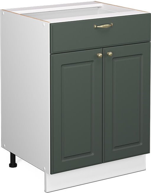 Küchenunterschrank Fame-Line, Grün-Gold Landhaus, 60 cm mit Schublade, ohne Arbeitsplatte Vicco