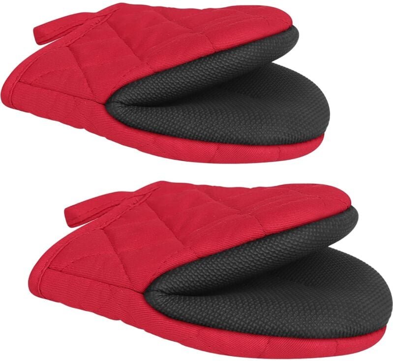 Thumbnail - Paar kurze Ofenhandschuhe aus Silikon, hitzebeständige Mini-Ofenhandschuhe mit rutschfester Oberfläche und Aufhängeschla...