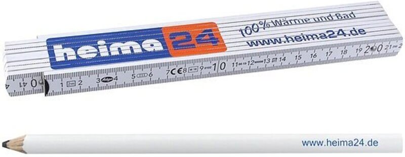 heima24-Handwerker-Set: Qualitäts-Holzgliedermaßstab 2 m & Handwerker-Bleistift mit Allesschreibermine