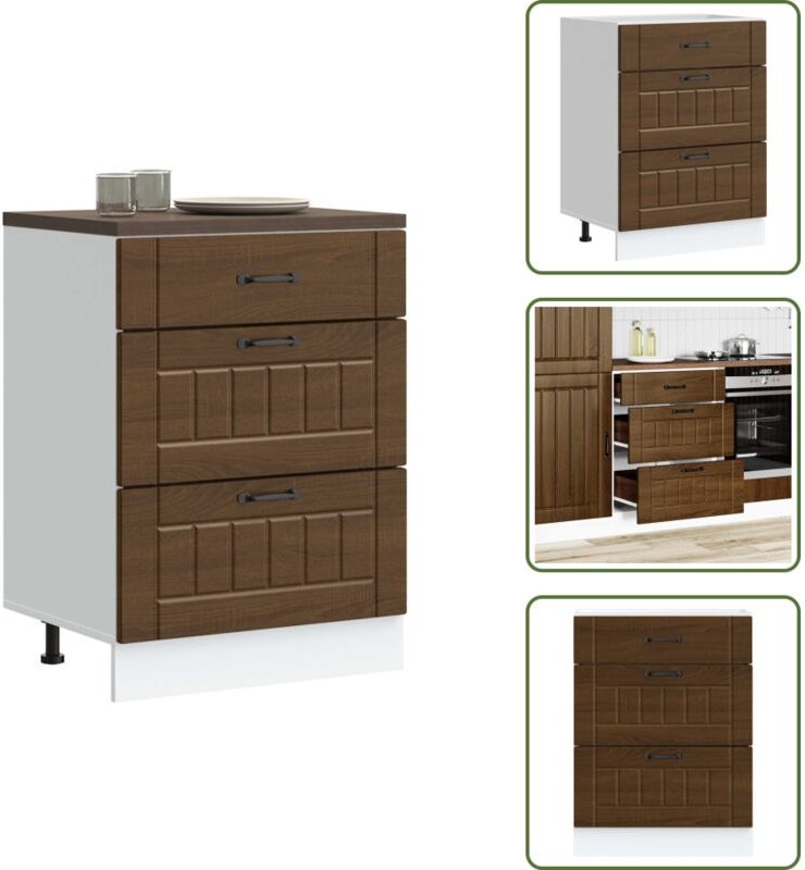 The Living Store - vidaXL Küchen-Unterschrank Lucca Braun Eichen-Optik Holzwerkstoff