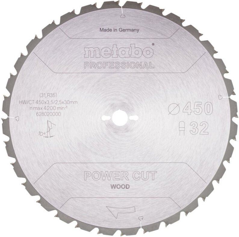 Sägeblatt power cut wood - professional, 450x30 Z32 tz 10° - Metabo