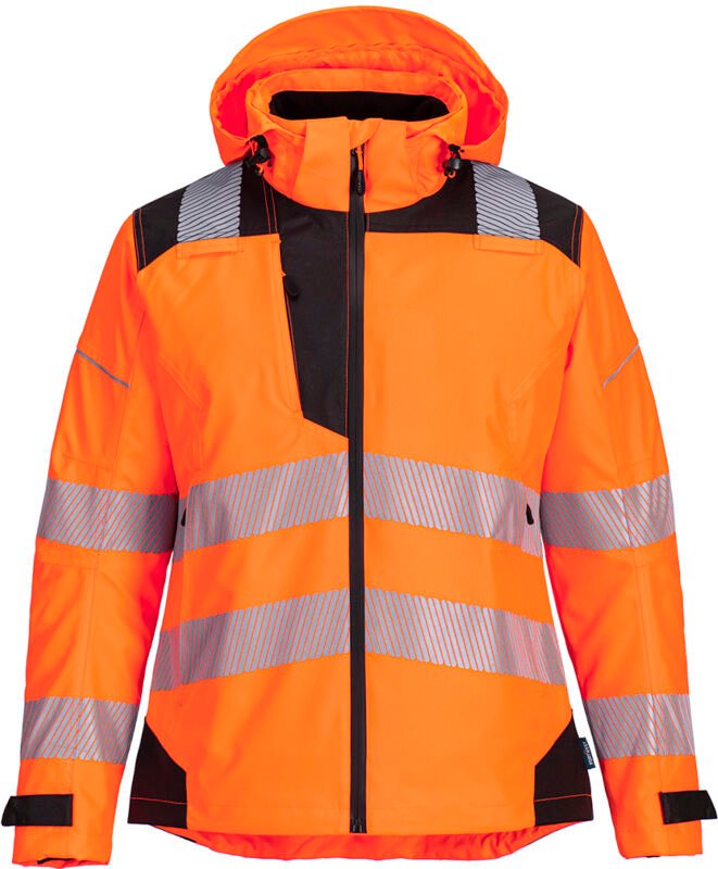 Damen-Regenjacke Hochsichtbarkeit PW3 Orange/Schwarz L