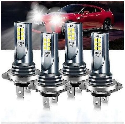 H7 LED-Scheinwerferlampen, Fernlicht und Abblendlicht, 220 w, 60000 lm, superhell, 6000 k, Weiß, 4 Stück