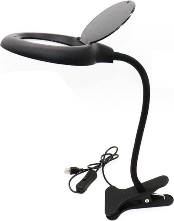 5-fache Vergrößerungslampe mit Klemme, USB-betriebener, freihändig beleuchteter Glas-LED-Schreibtisch für Werkzeuge