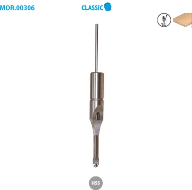 Quadratische Meißelbohrer Mortising Classic ø 16 x 16 ø Schaft 15,9 mm Länge 160 mm Nutzlänge 80 mm