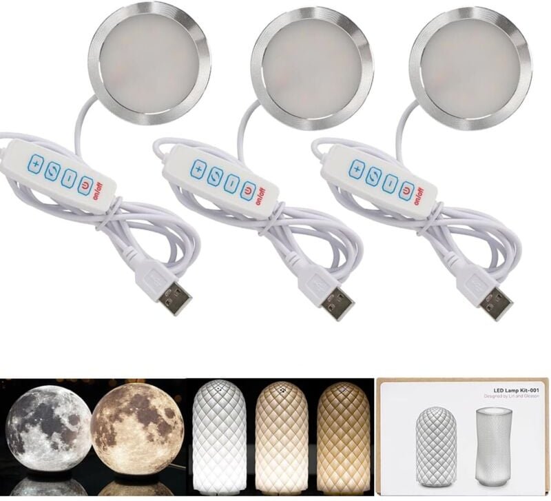 LED 001 Drei Farben für Bambu Lab Makerworld 3D-Druckbirnen-Kit Ersatzteile 5 V USB-betrieben Warmes Licht 3000 K