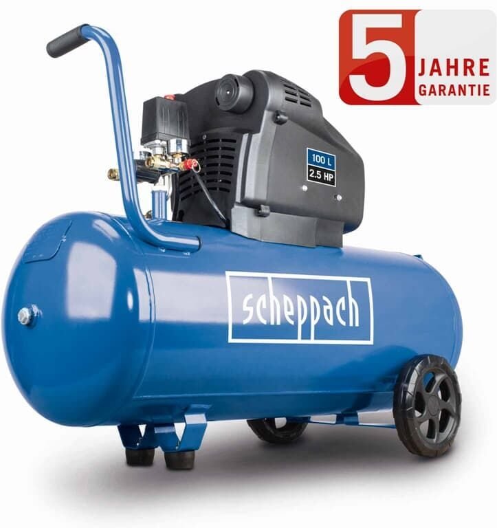 Thumbnail - Scheppach Doppelzylinder Druckluft Kompressor HC105DC 100L Ölfrei 10 Bar 2,5 PS