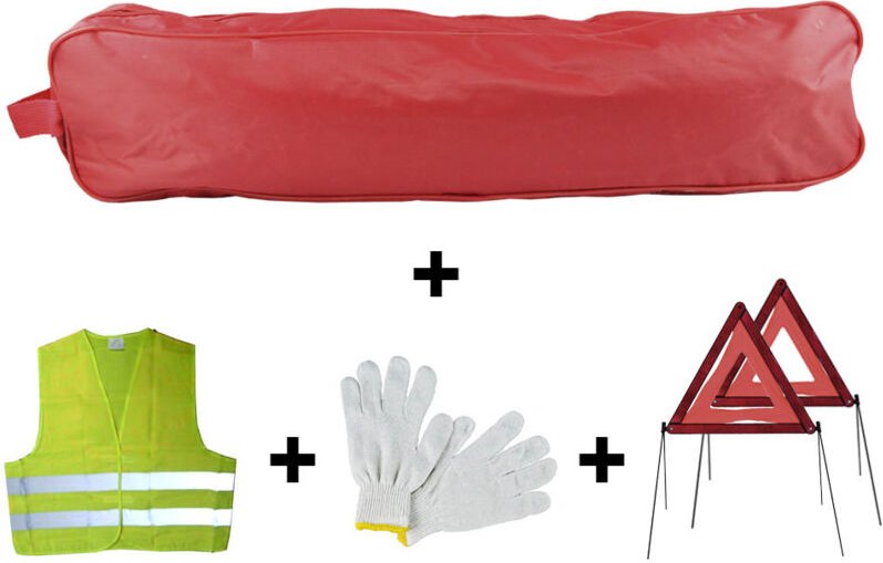 Rote Tasche Notfallset Niete+2dreiecke+weste+handschuhe Jbm53184
