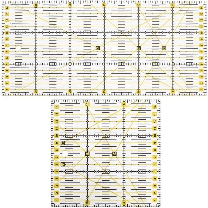 2 Stück Acryl-Nählineal, Patchwork-Lineal, Universal-Quilt-Schneiderlineal, ideal zum Nähen, für Grafikdesign, Scrapbook...
